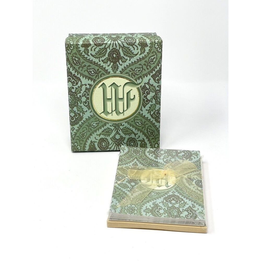 NEW Paula Scaletta Boxed Set Monogrammed Initial Notecards Letter M Blue Green